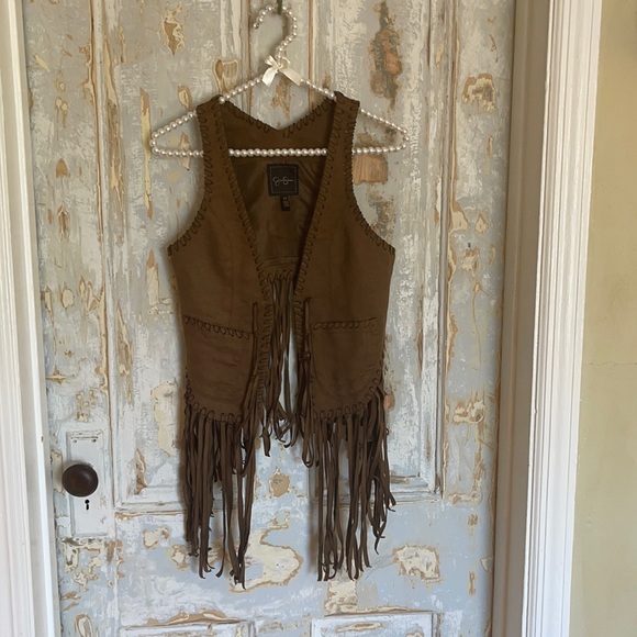 Jessica Simpson Tops - Jessica Simpson suede vest with fringe festival wear